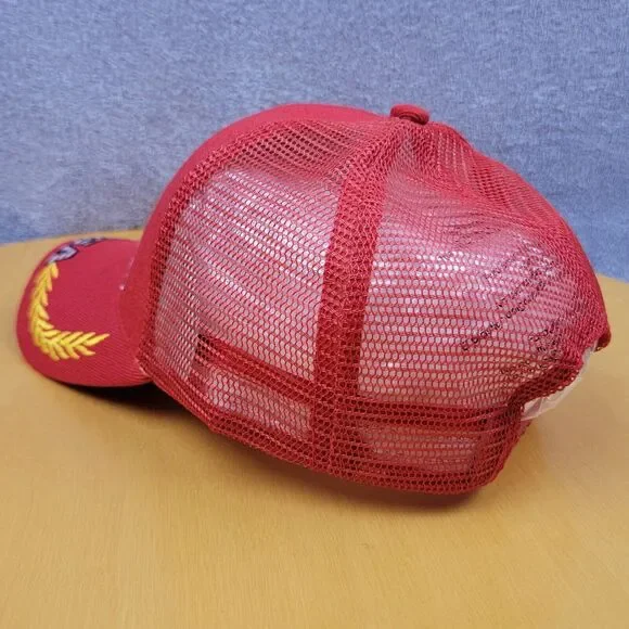 Embroidered USA Bald Eagle Shadow Snapback Trucker Hat Red American Flag Cap - Picture 9 of 16